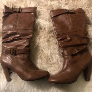 Brown heeled boots